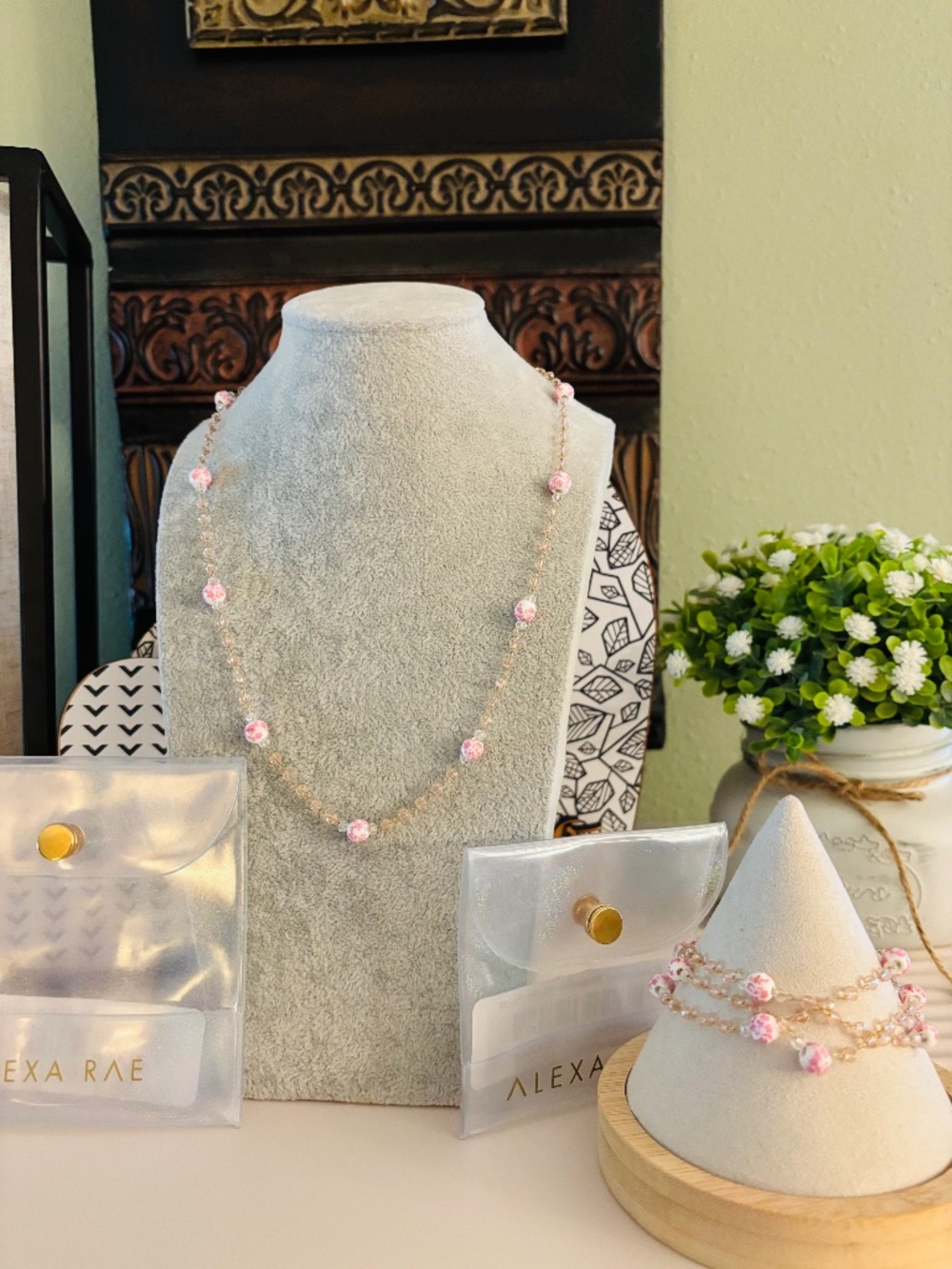 Bar by Alexa Rae Rosewater Necklace and Bracelet Set - Gold Petal